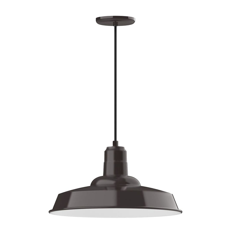 Architectural bronze 18-inch pendant lamp with dome shade and dark cord