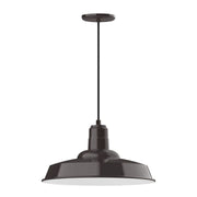 Architectural bronze pendant light with dome shade and hanging cord