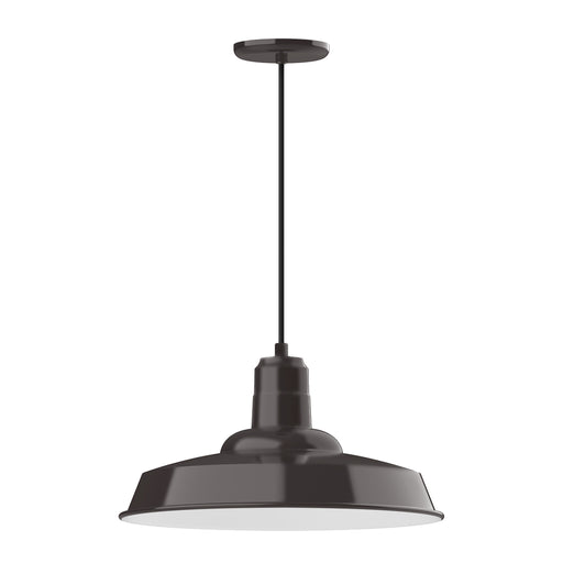 Warehouse 18" pendant lamp in architectural bronze, round top and dome shade
