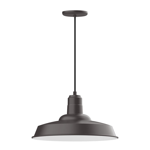 Bronze matte LED pendant with dome shade and downlight, 18-inch drop