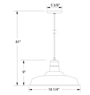 Sea green pendant lamp diagram: 81 in height, 18 1/4 in width