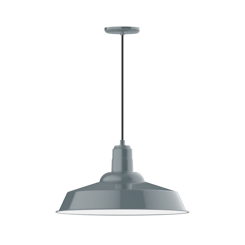 Slate gray 20 in dome pendant ceiling light with metal shade and hanging stem