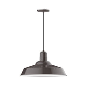 Architectural bronze dome pendant light with hanging stem and round ceiling canopy