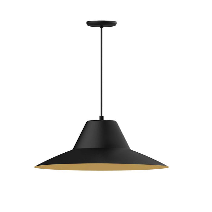 Xl Choices Angled Cap 24" Pendant Light in Black with Gold Matte Interior