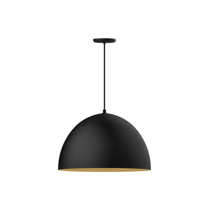 Xl Choices Deep Dome 22" LED Pendant Light in Black with Gold Matte Interior