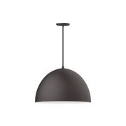 Bronze matte deep dome pendant light shade with white interior, 22 in