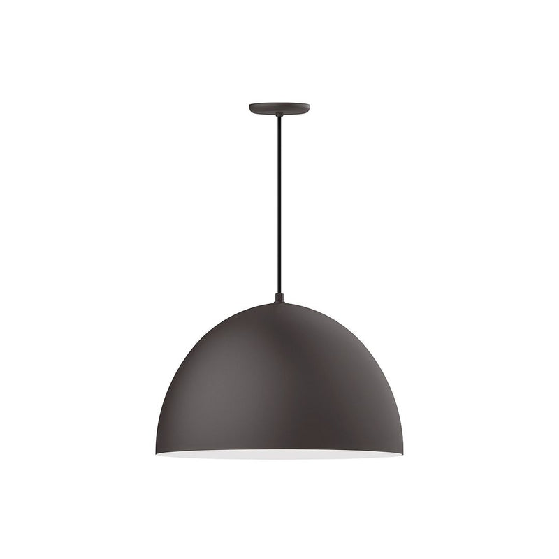 Bronze matte deep dome pendant light shade with white interior, 22 in