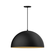 Black shallow dome pendant with gold matte interior, 24 in diameter