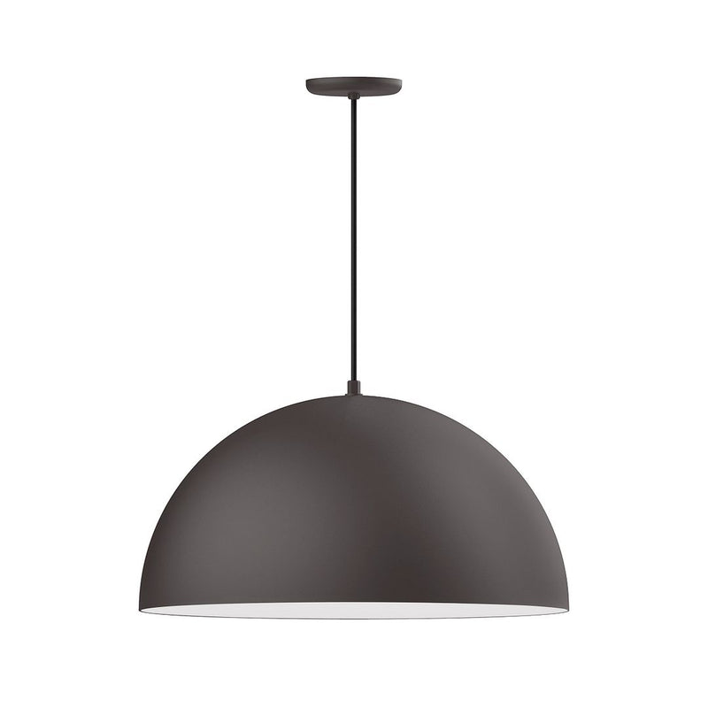 XL Choices Shallow Dome 24" LED Pendant in Bronze Matte with White Interior