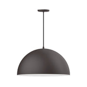 Bronze matte shallow dome pendant light, 24 in, white interior dome shade