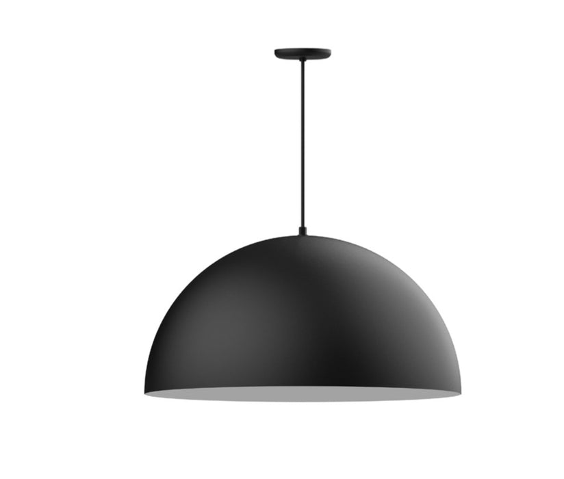 XL Choices Shallow Dome 30" LED Pendant in Matte Black with White Interior