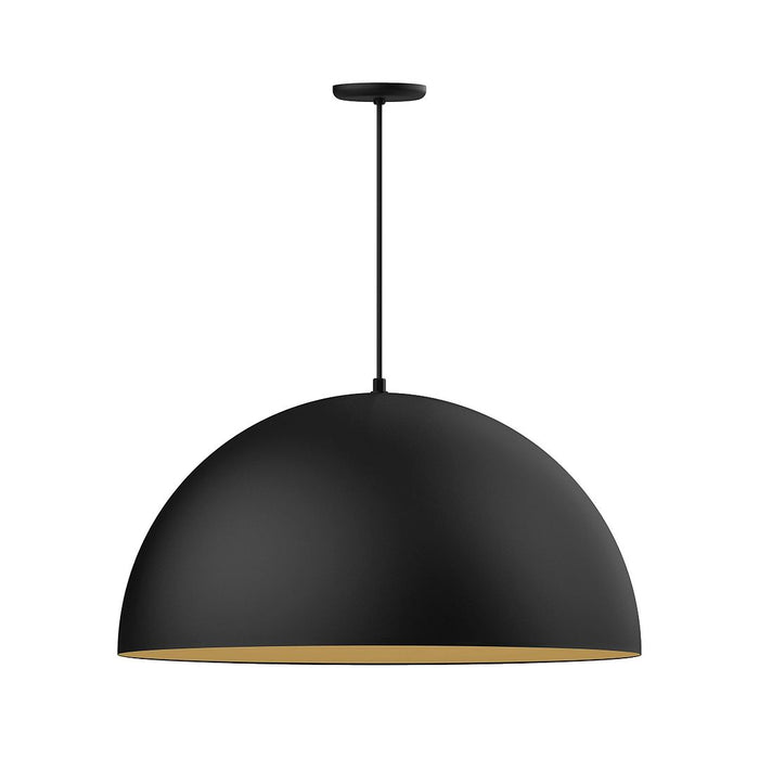 Xl Choices Shallow Dome 30" LED Pendant Light in Black with Gold Matte Interior
