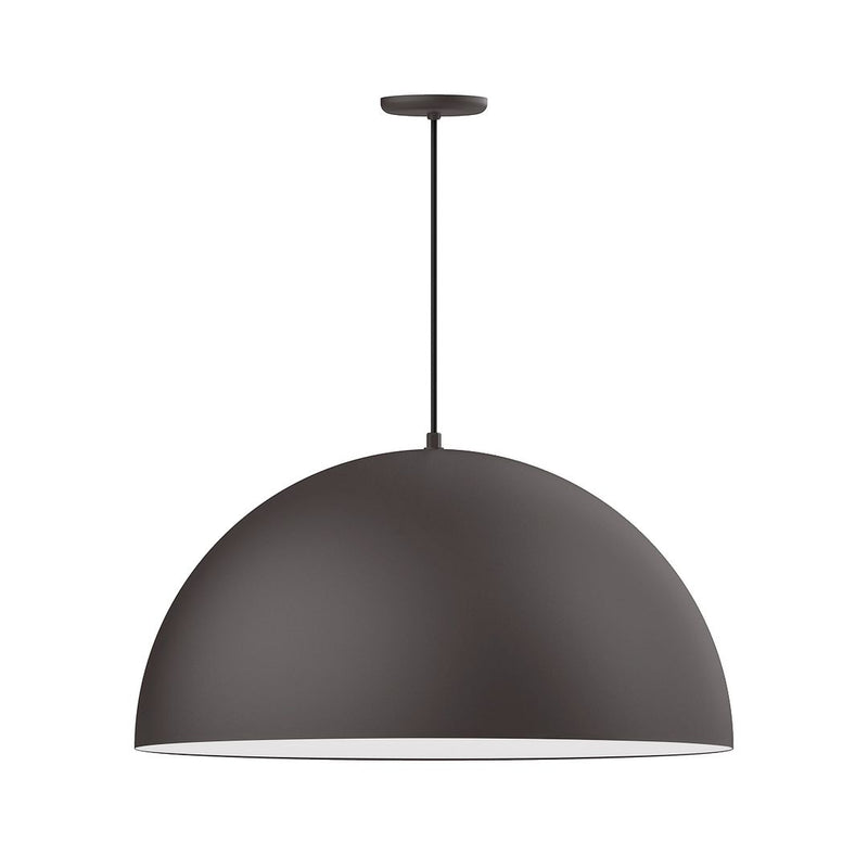 XL Choices Shallow Dome 30" LED Pendant in Bronze Matte with White Interior