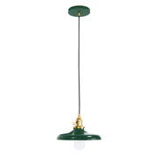 Forest green Uno pendant with brushed brass hardware and clear glass bulb