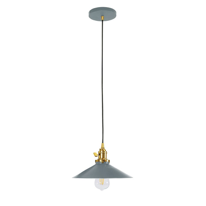 Uno 10" Pendant Light in Slate Gray with Brushed Brass