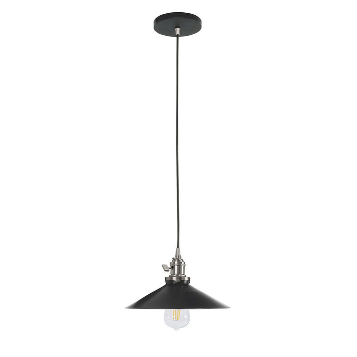 Uno 10" Pendant Light in Black with Brushed Nickel