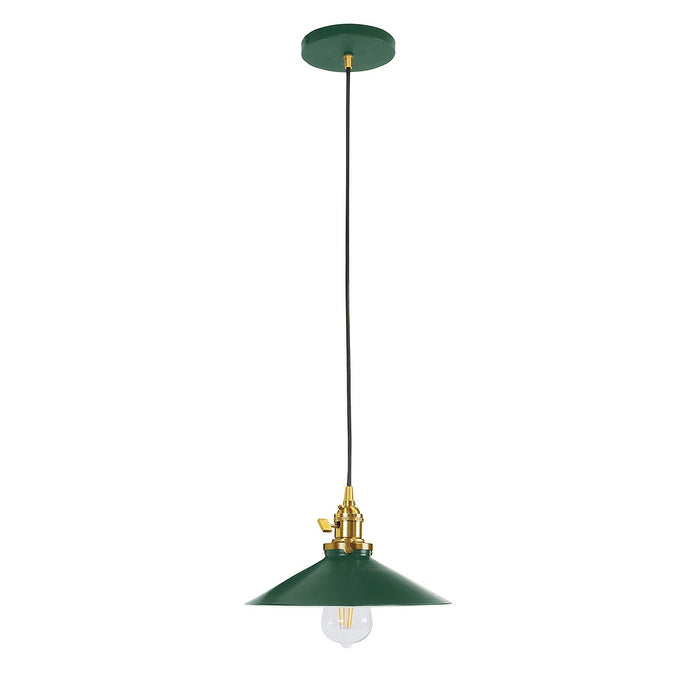 Uno Pendant Light in Forest Green with Brushed Brass