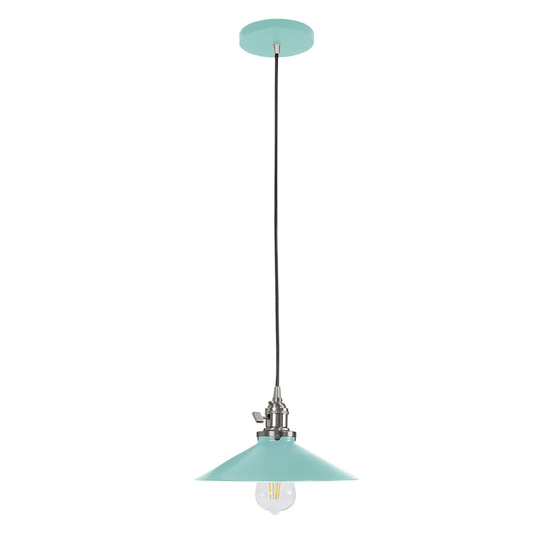 Sea green Uno pendant shade with brushed nickel socket and black cord