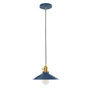 Uno pendant light with navy dome shade and brushed brass socket, long cord
