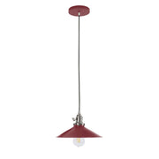 Uno pendant with barn red shade and brushed nickel socket, single bulb