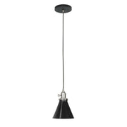 Uno pendant light with black cone shade and brushed nickel canopy and socket