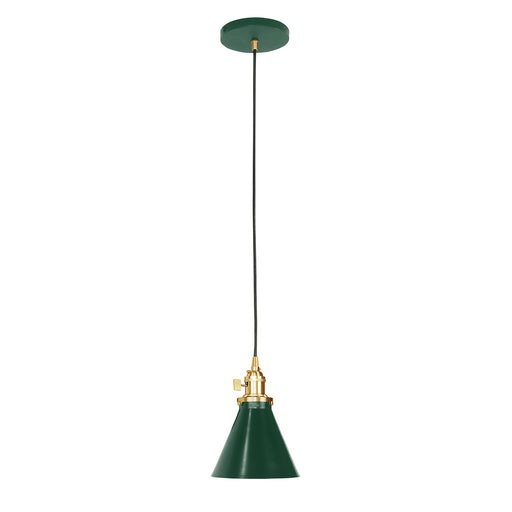 Uno Pendant in Forest Green with Brushed Brass | Montclair Light Works