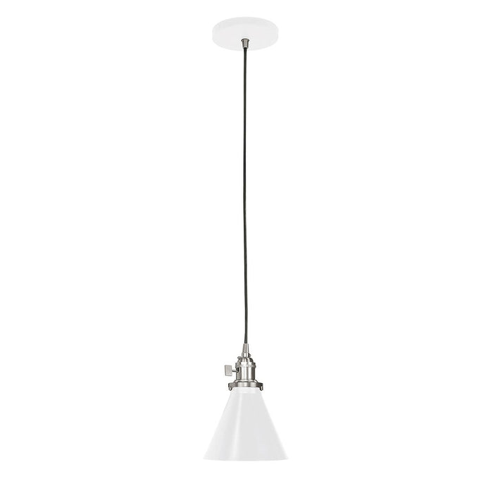 Uno Pendant in White with Brushed Nickel