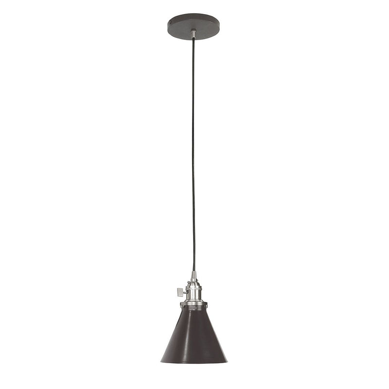 Uno architectural pendant light with dark bronze shade and brushed nickel hardware