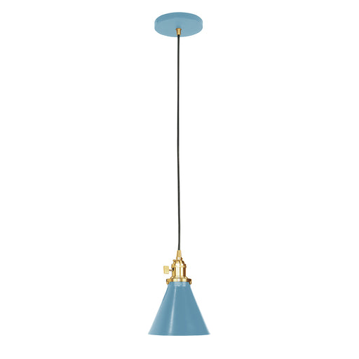 Uno Pendant in Light Blue with Brushed Brass | Montclair Light Works