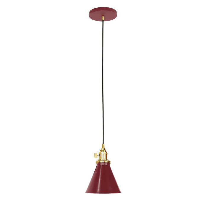 Uno Pendant Light in Barn Red with Brushed Brass