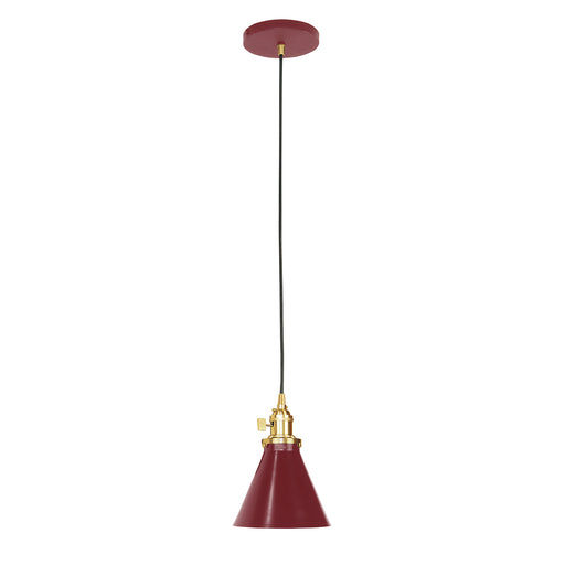 Uno Pendant in Barn Red with Brushed Brass | Montclair Light Works