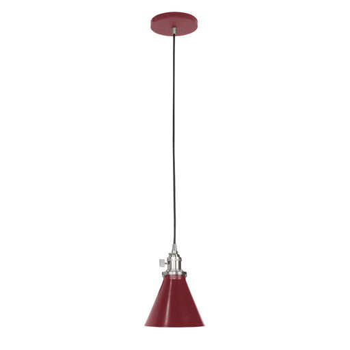 Uno Pendant in Barn Red with Brushed Nickel | Montclair Light Works