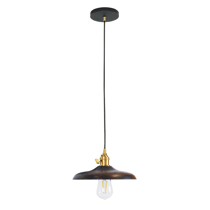 Uno 10" Pendant Light in Black with Brushed Brass