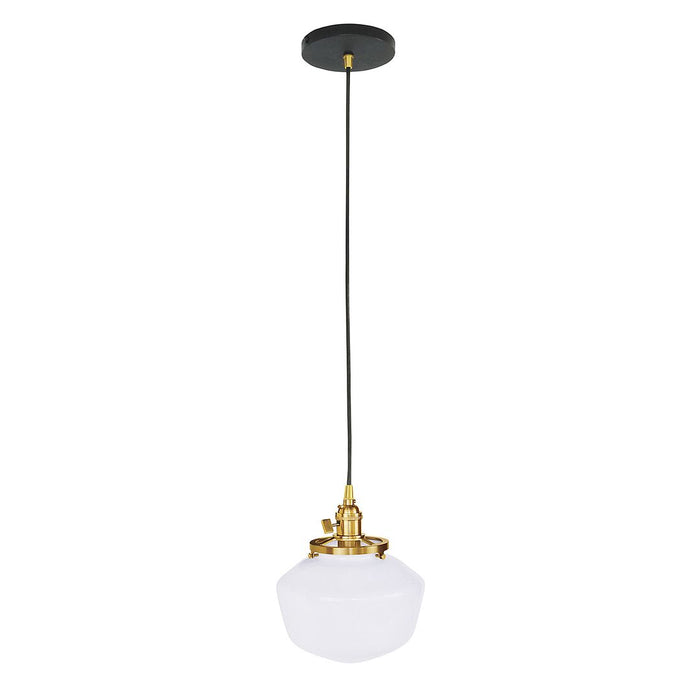 Uno 8" Pendant Light in Black with Brushed Brass