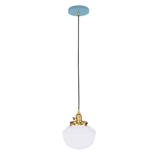 Uno Pendant in Light Blue with Brushed Brass | Montclair Light Works