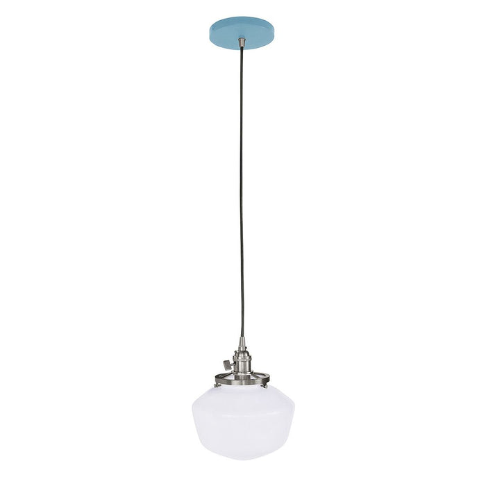 Uno 8" Pendant Light in Light Blue with Brushed Nickel