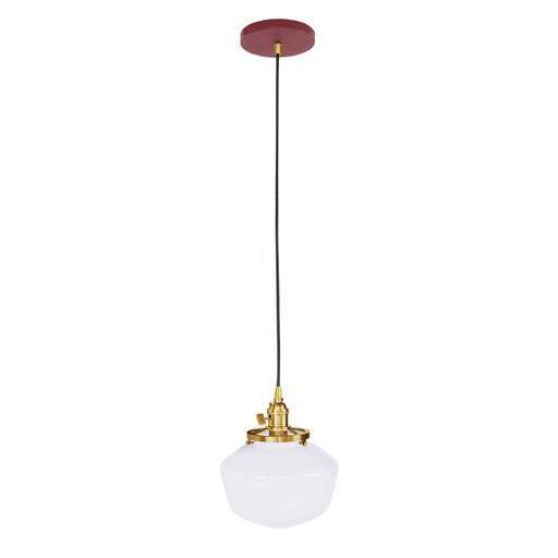 Uno Pendant in Barn Red with Brushed Brass | Montclair Light Works