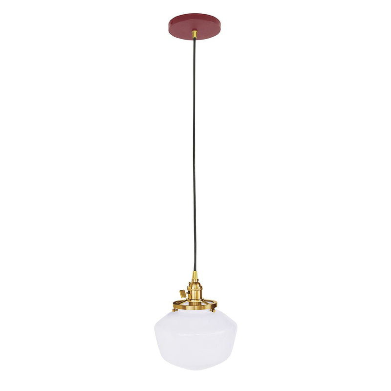 Uno Pendant in Barn Red with Brushed Brass