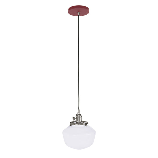 Uno Pendant in Barn Red with Brushed Nickel | Montclair Light Works