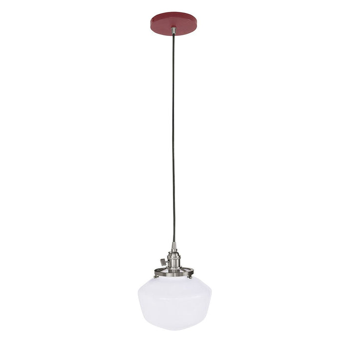 Uno Pendant Light in Barn Red with Brushed Nickel