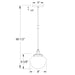 Uno 8" Pendant in Slate Gray with Brushed Brass Line Drawing