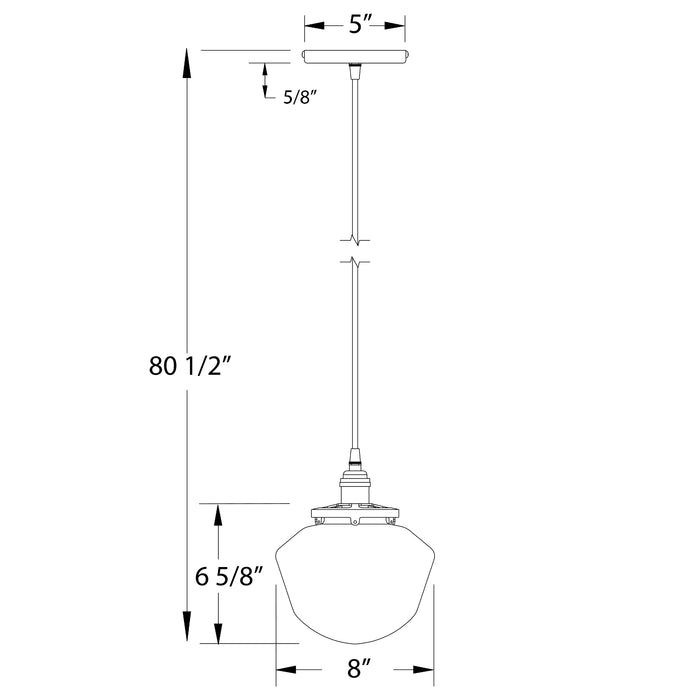 Uno Pendant in White with Brushed Nickel Line Drawing