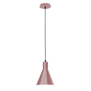 Mauve pendant light with round canopy and conical shade