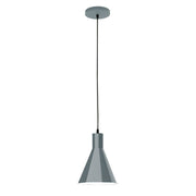 Slate gray 8 in pendant with cone shade and straight cord