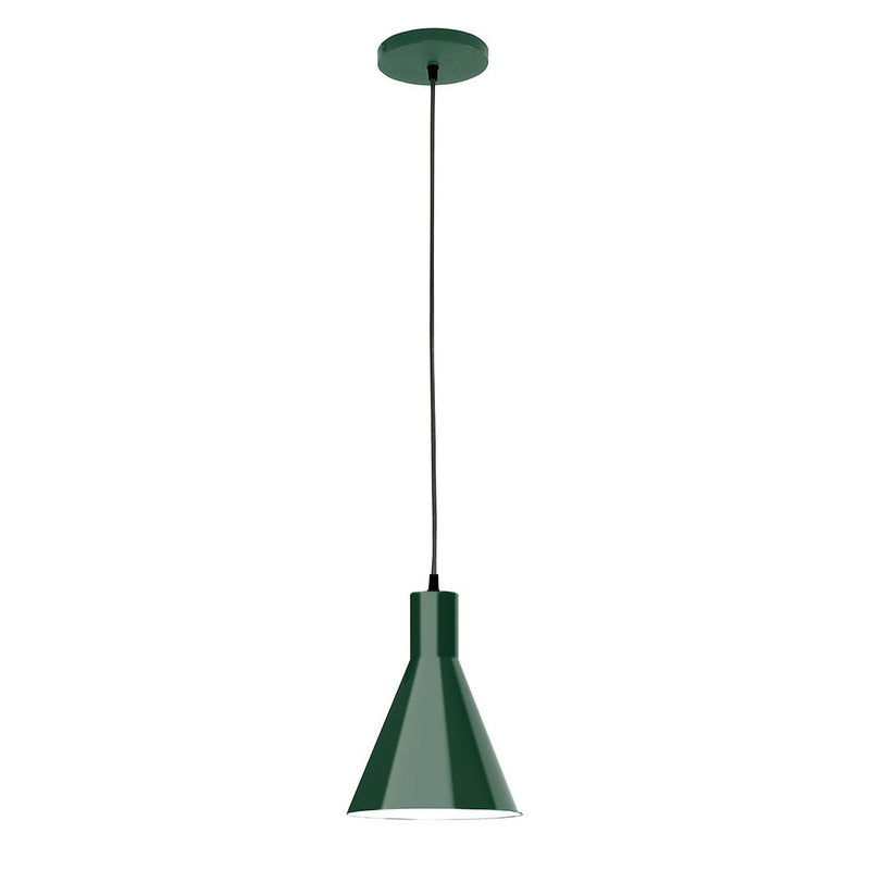 Forest green conical pendant light shade with canopy, 8-inch width