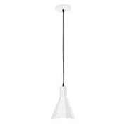 Jerome LED pendant with white conical shade, black stem and ceiling canopy