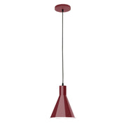 Barn red bell pendant shade with round canopy and black hanging cord