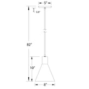 Pendant light dimensions: 82 in height, 10 in shade height, 8 in width