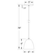 Cream pendant light, 78" drop; 6" shade diameter; 5" canopy