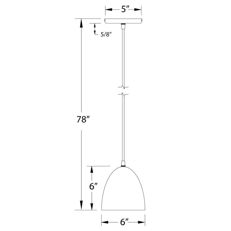 Cream pendant light, 78" drop; 6" shade diameter; 5" canopy